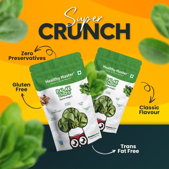 Palak & Blackgram (Urad) Chips - Light and Crispy (Spice Magic) 30g (Healthy Master)