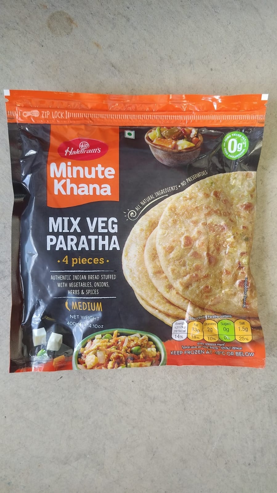 Frozen Mix Veg Paratha 400g (Haldirams)