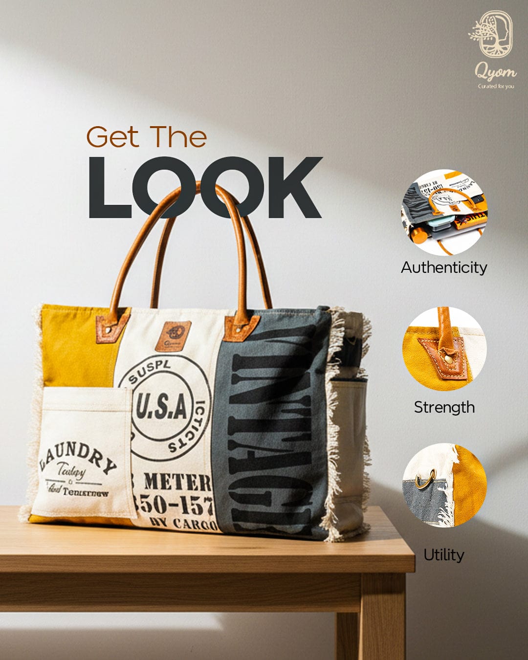 Qyom Bag Multicolour - Vintage Canvas Bag