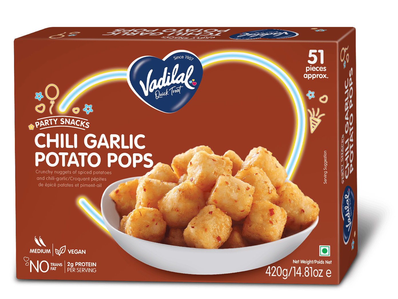 Vadilal Chilli Garlic Potato Pops 420g