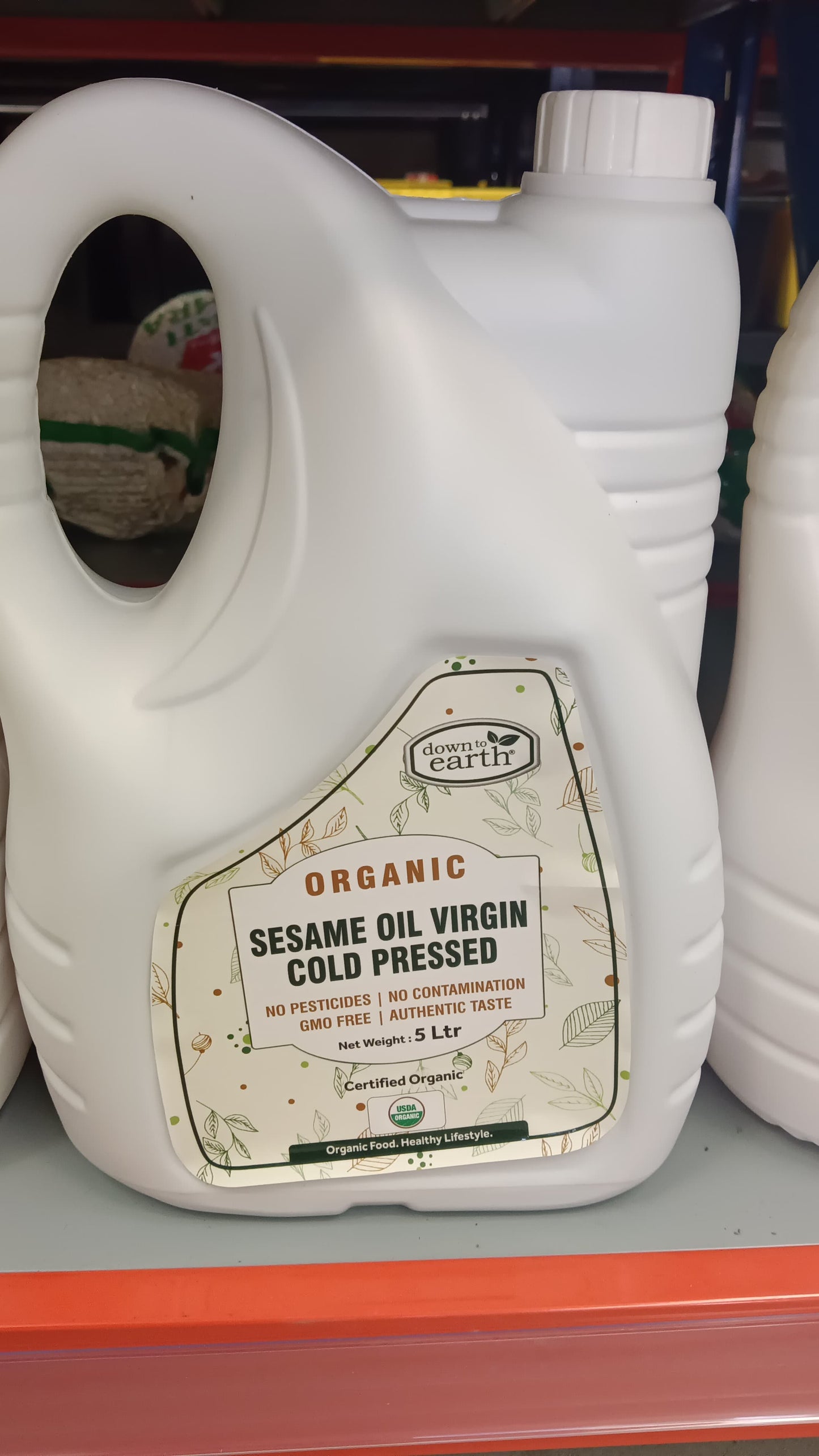 Organic Sesame Oil Virgin Cold Pressed 5L Bottle (Down To Earth)