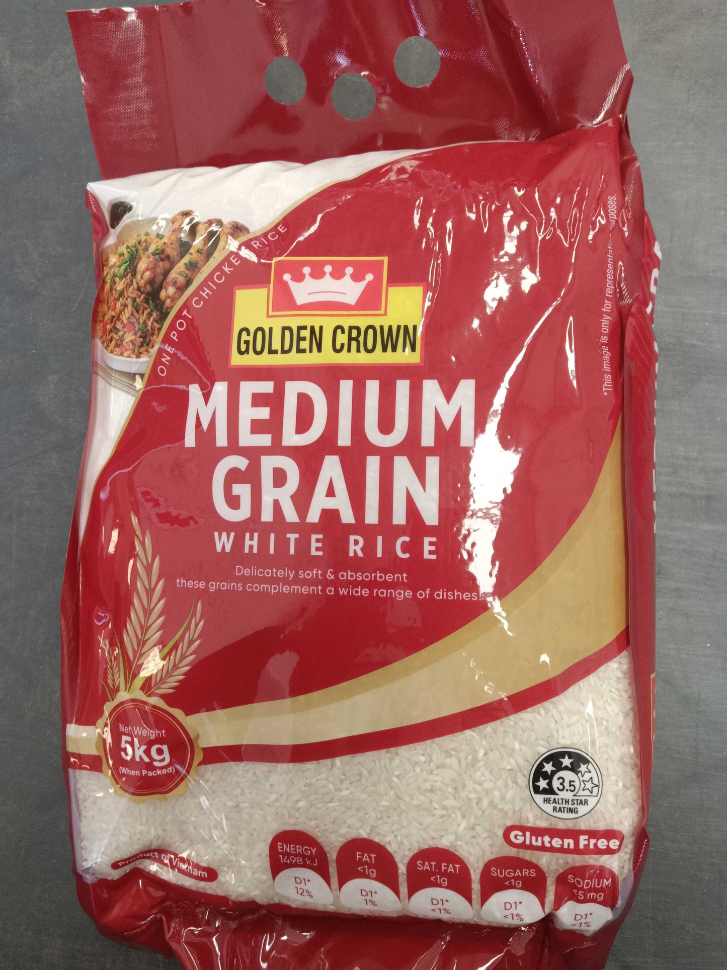 Golden Crown Medium Grain Rice 5kg