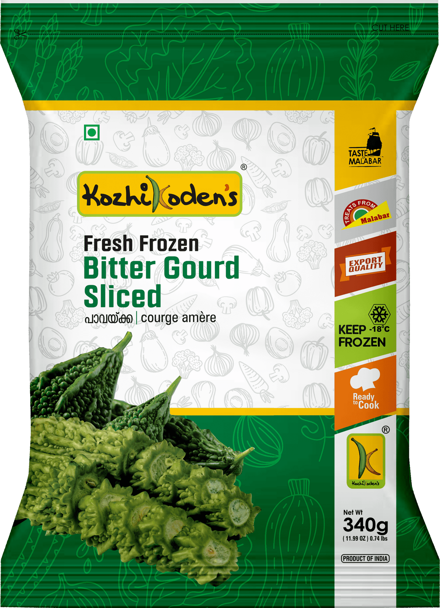 Frozen Bitter Gourd Sliced 340g (Kozhikoden)